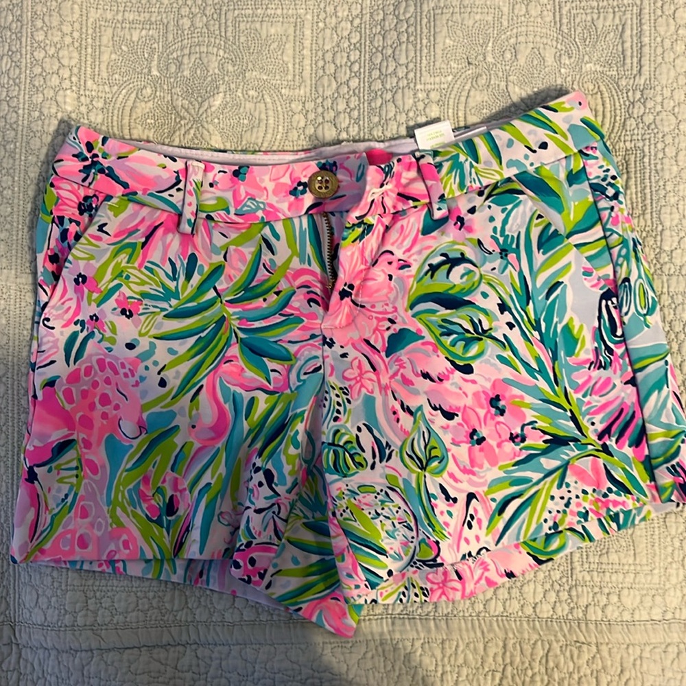 Vibrant Pink and Green Women's Shorts. Size 0